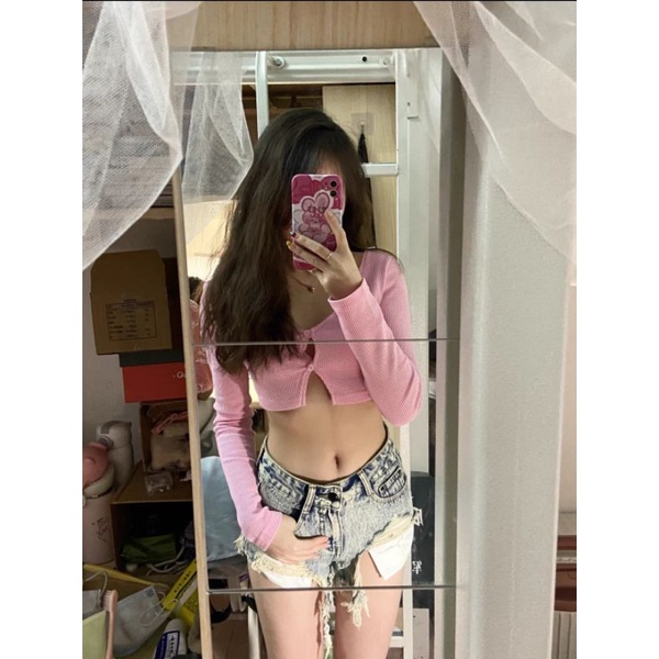 ÁO KHOÁC CROP SUSIE HỒNG PASTEL