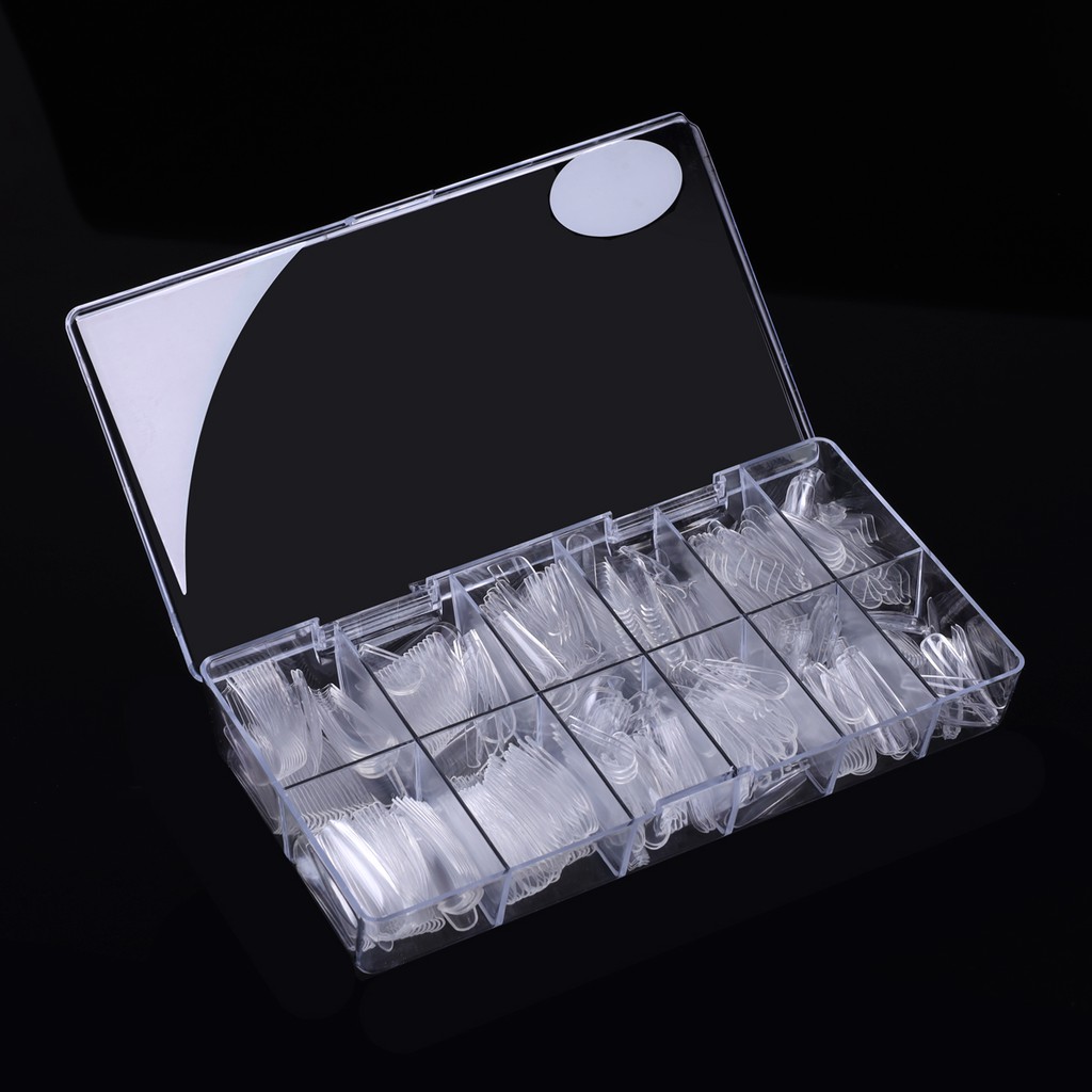 [Hàng mới về] Bộ 500 Móng Tay Giả Bằng Acrylic Trong Suốt Hình Bầu Dục Thời Trang