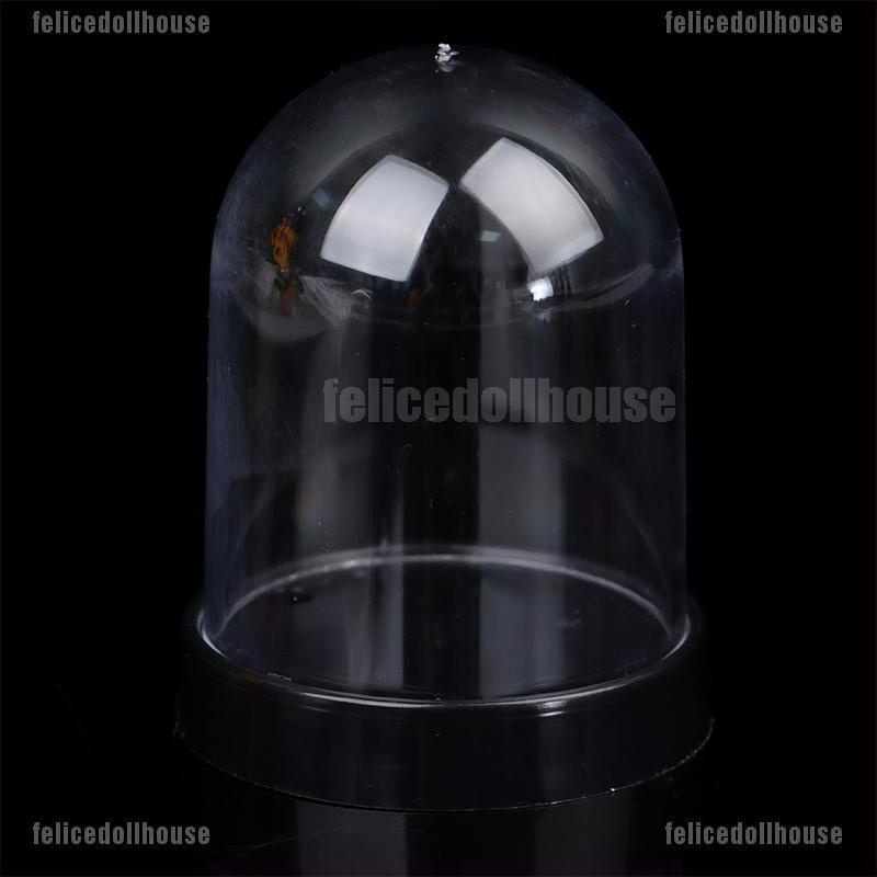 [Felice] Round Ellipse Dust Bell Cover Plastic Display Box Figurine Miniature Craft Decor