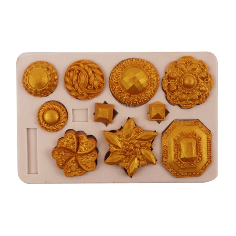 Khuôn Silicone Tạo Hình Làm Bánh Trung Thu Hình Trang Sức Đá Quý 3D