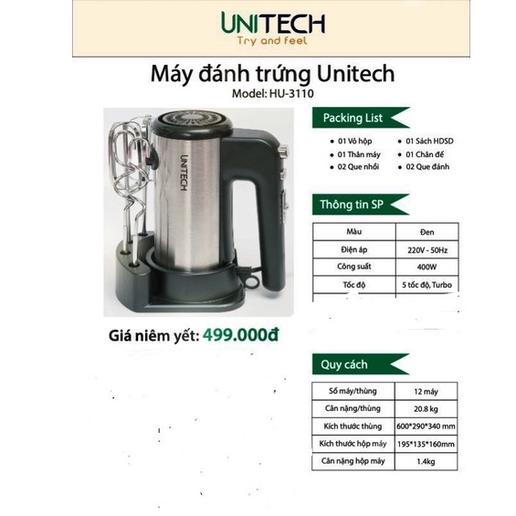 Máy đánh trứng UniTech Model : HU - 3110