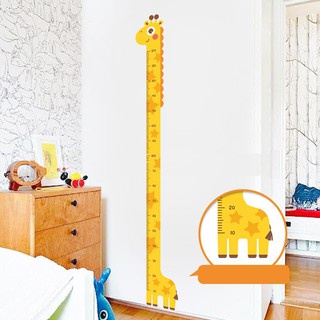 Decal dán tường thước đo chiều cao trẻ em bé hình con vật, chuông bấm chạm nhảy thử thách tăng chiều cao - Mamuma Store