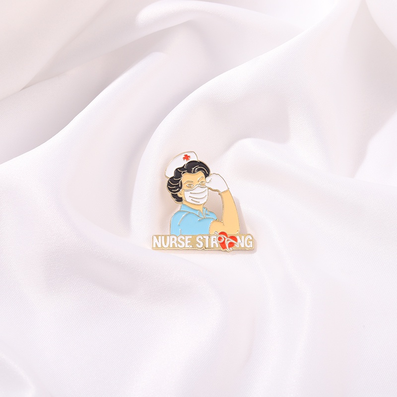 Ghim Cài Áo Hình Y Tá Mạnh Mẽ Tráng Men