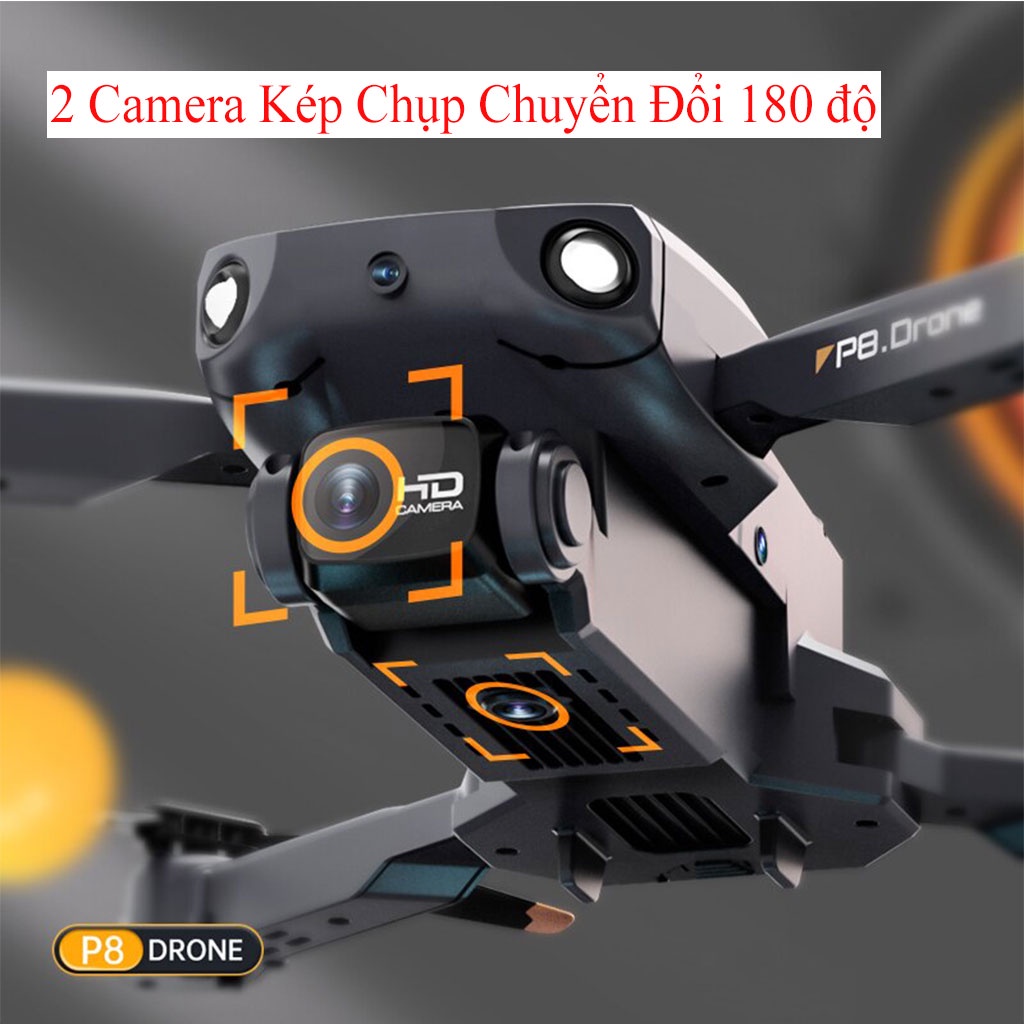 Flycam Máy bay điều khiển từ xa P8 - Pro Camera 4K HD kết nối wifi qua Smart phone, trang bị cảm biến va chạm 4 chiều