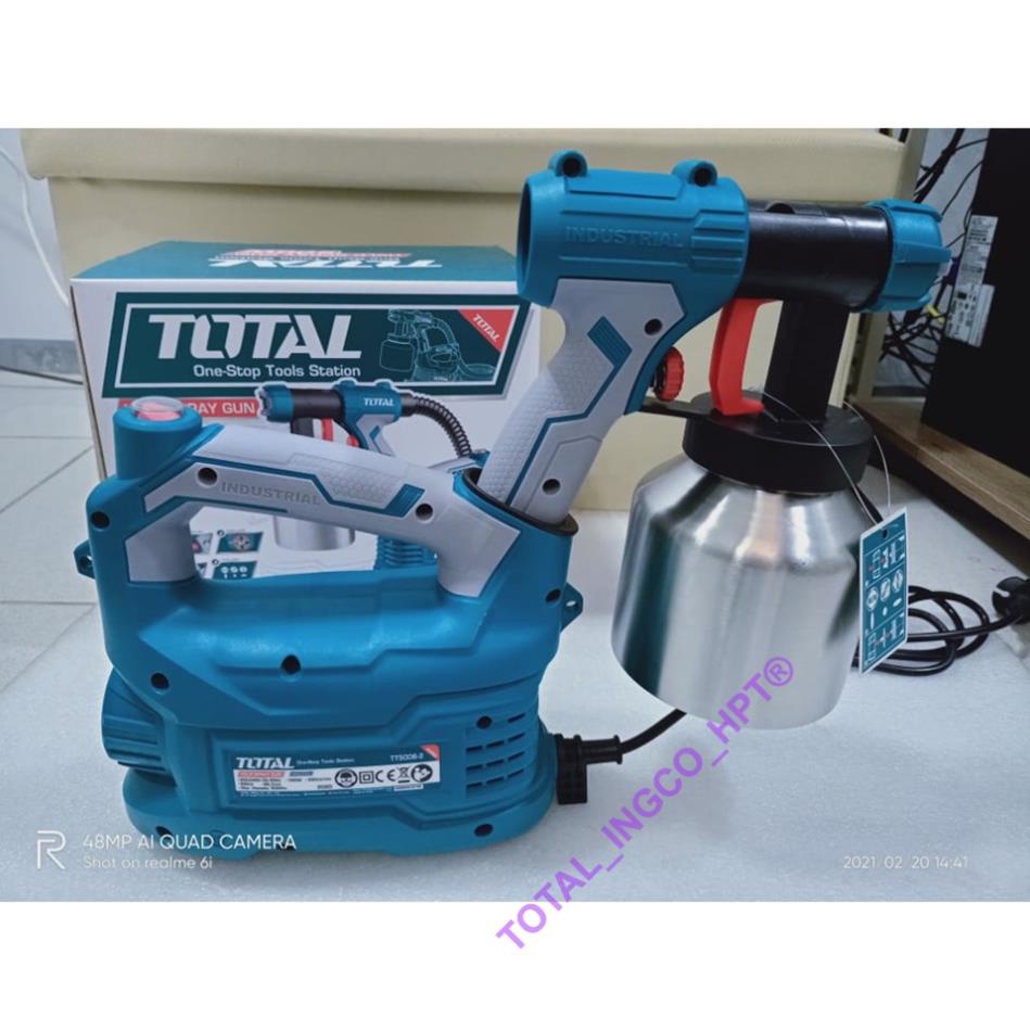 Máy phun sơn bình nhôm 500W TOTAL TT5006-2 Súng phun sơn dùng điện dung tích bình chứa 800ml