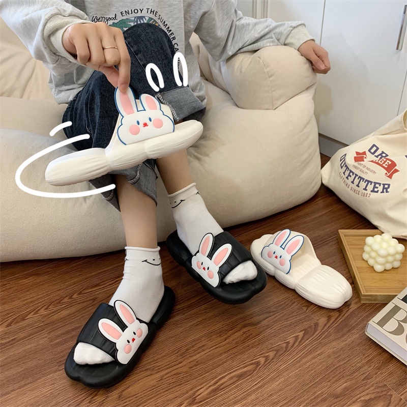 Dép Đi Trong Nhà Đế Dày Mềm Mại Họa Tiết Thỏ Dễ Thương Xinh Xắn