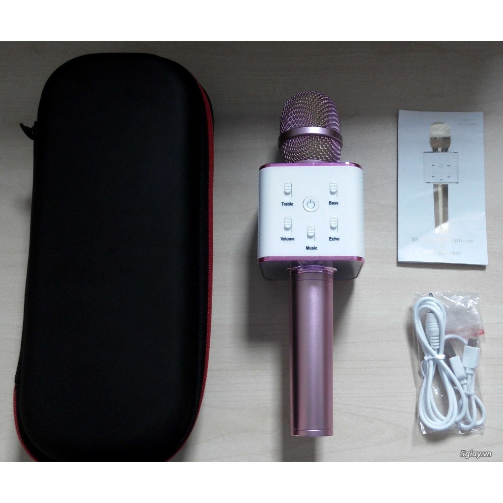 ) Micro Karaoke Bluetooth Q7 (hồng) - hát hay giá rẻ Siêu rẻ Psp13