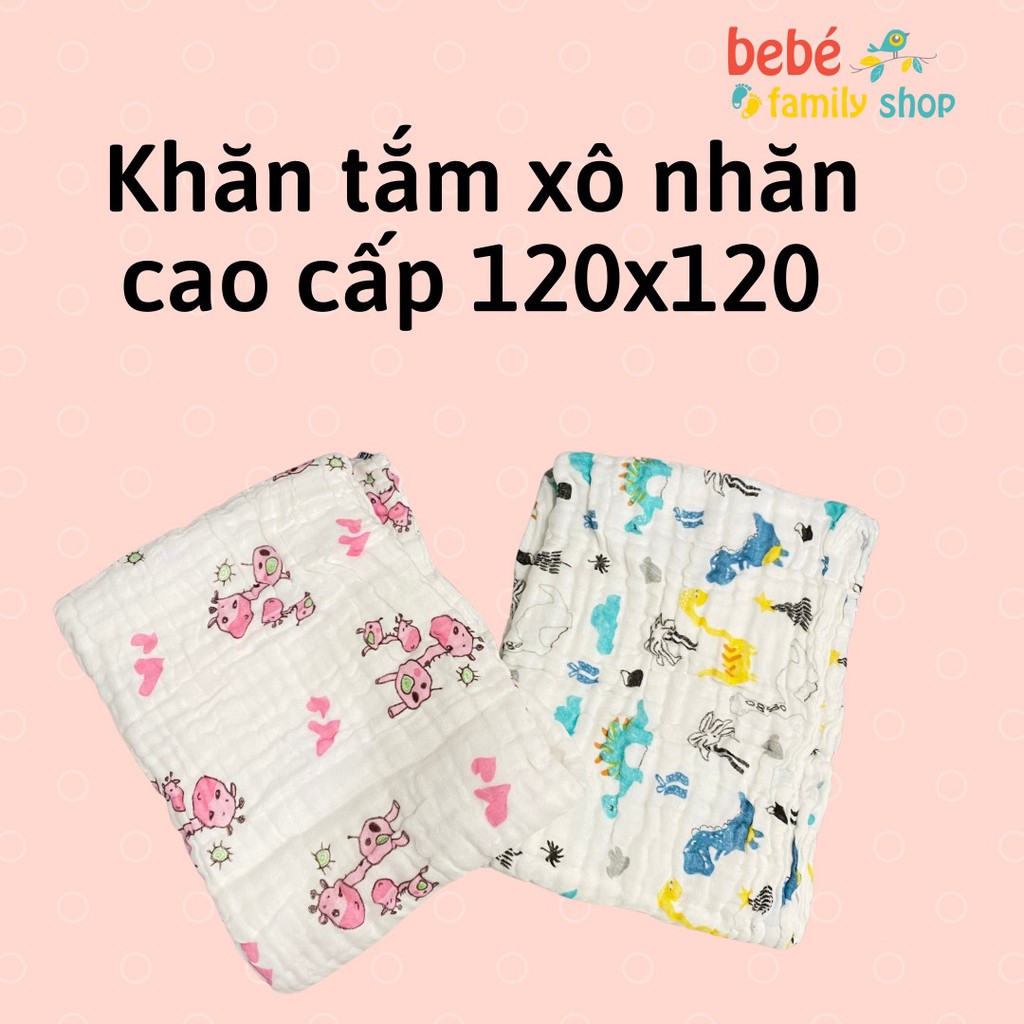 Khăn tắm sợi tre 6 lớp 120x120cm cao cấp/ khăn tắm cho bé siêu to chất xô nhăn