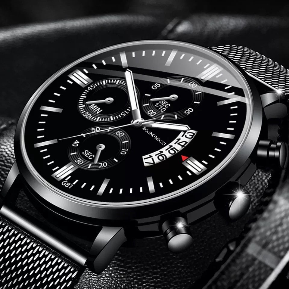 Đồng hồ nam ECONOMICXI dây thép lụa đen chạy lịch ngày cao cấp - Đẳng Cấp Doanh Nhân ECO69 (Full hộp)