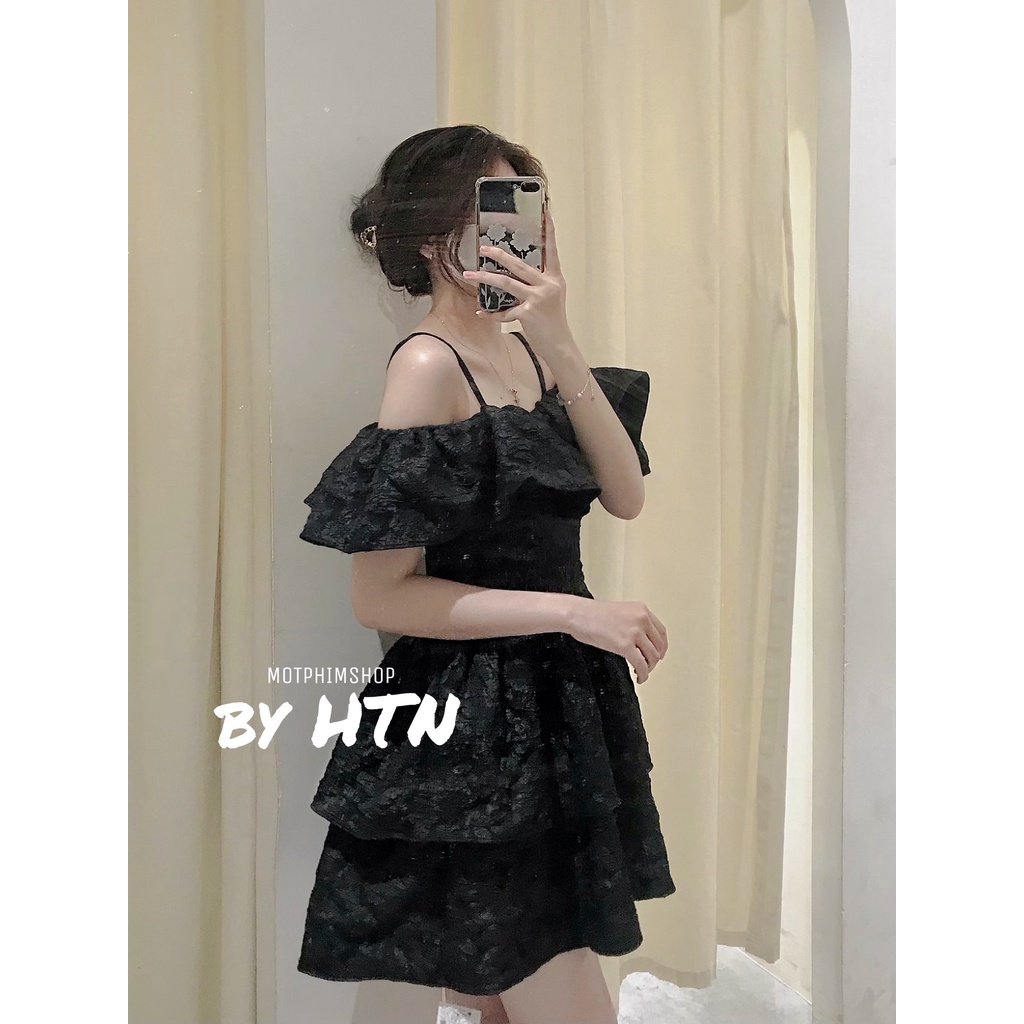Đầm trễ vai xòe hai tầng, váy xòe YINA DRESS