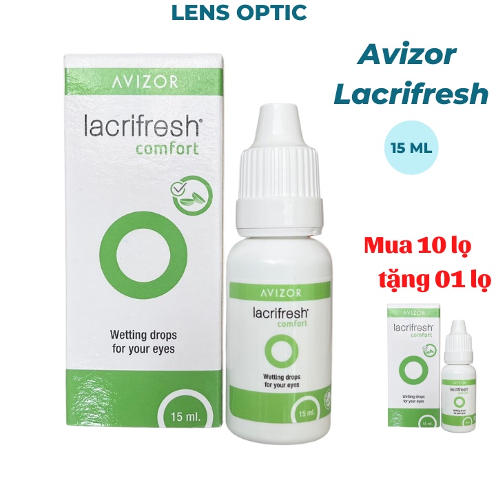 Nước nhỏ mắt lens Avizor Lacrifresh Comfort 15ml, nước mắt nhân tạo cho kính áp tròng-Lens Optic