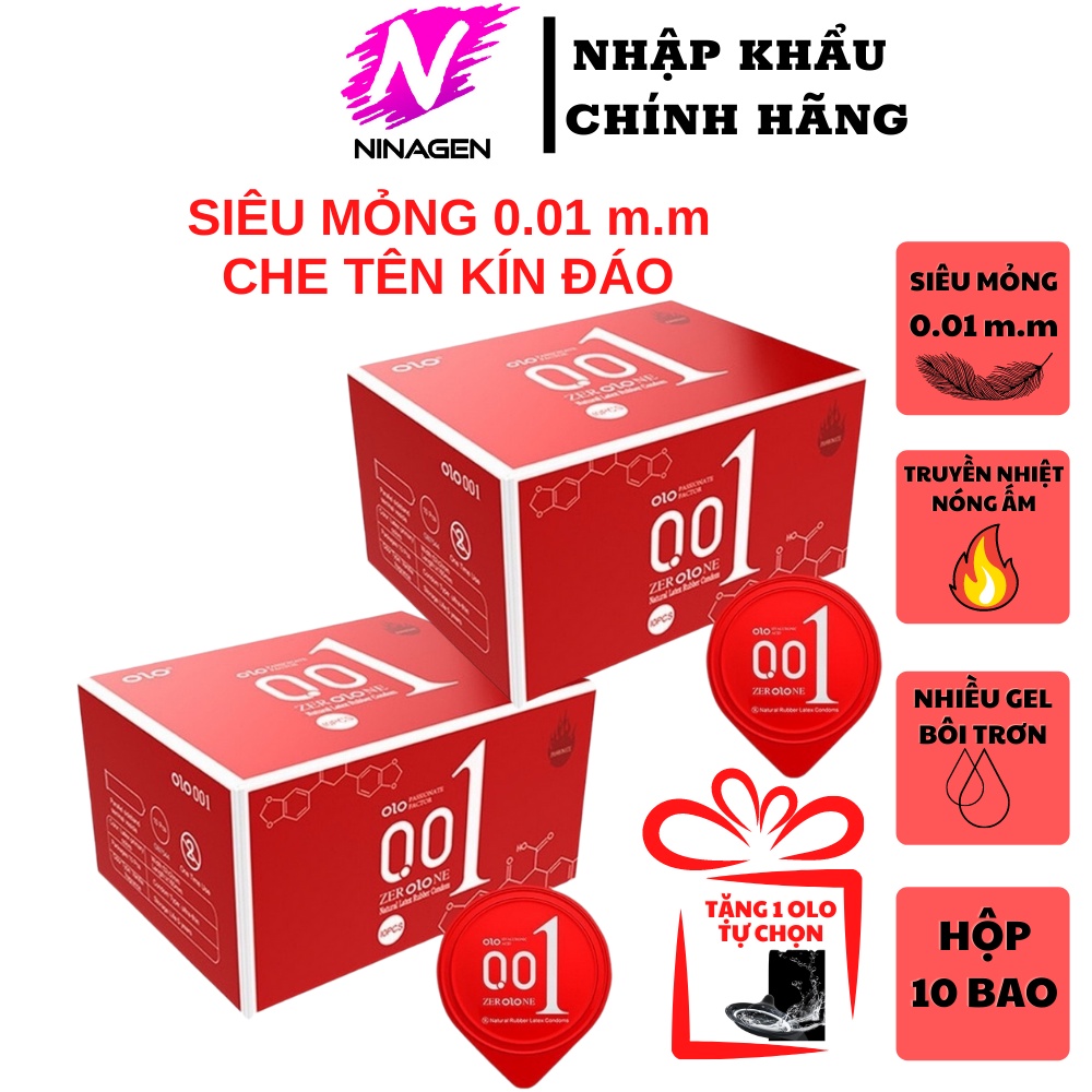 Combo 2 hộp bao cao su siêu mỏng OIO 001 đỏ ấm nóng nhiều gel hương vani- 20cái