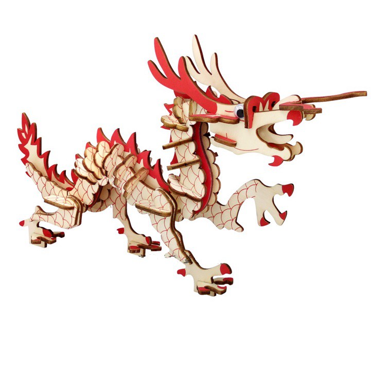 Đồ chơi lắp ráp gỗ 3D Birkeetoys mô hình Con Rồng cắt Lazer -53 mảnh ghép