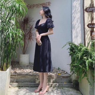 Đầm đen cổ V basic (kèm hình thật)