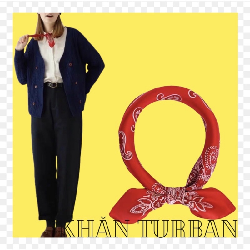 Khăn lụa bandana vuông size 55x55cm phong cách unisex - Khăn turban