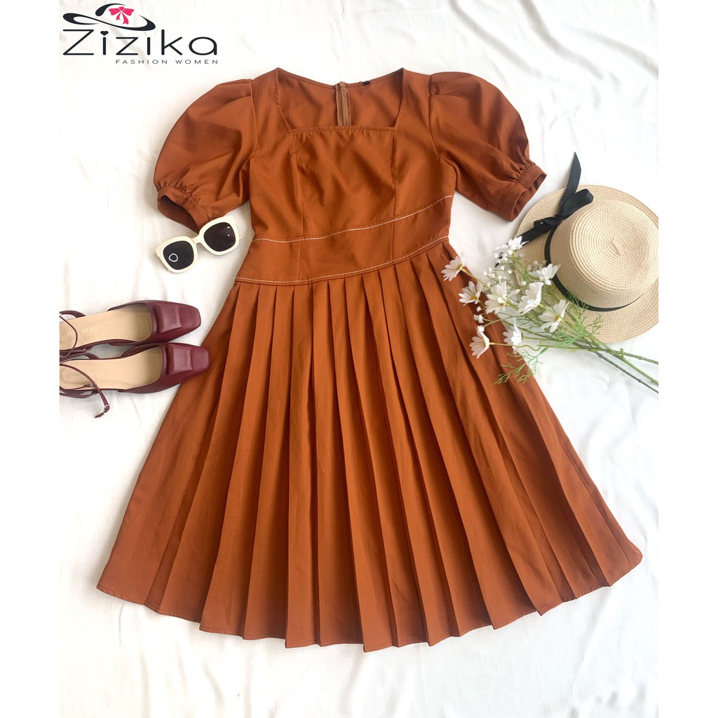 (Đầm thiết kế) Váy đầm nữ thời trang Zizika chân A xếp ly - V03 | BigBuy360 - bigbuy360.vn