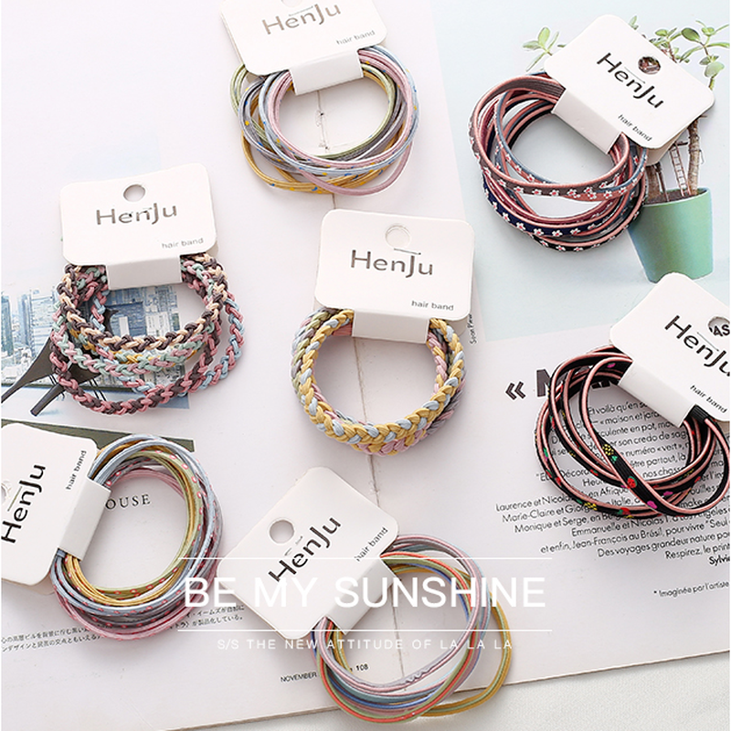 Korea Fashion Cute Color Braided Hair Rope Rubber Band Couple Bracelet Dual Use