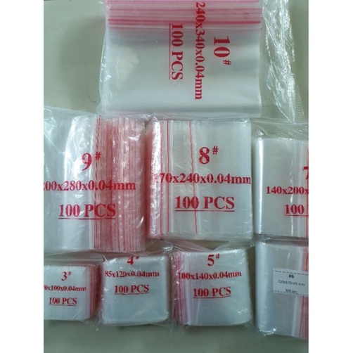 Túi ziper chỉ vàng đủ kích thước túi zip túi miết túi 100 pcs