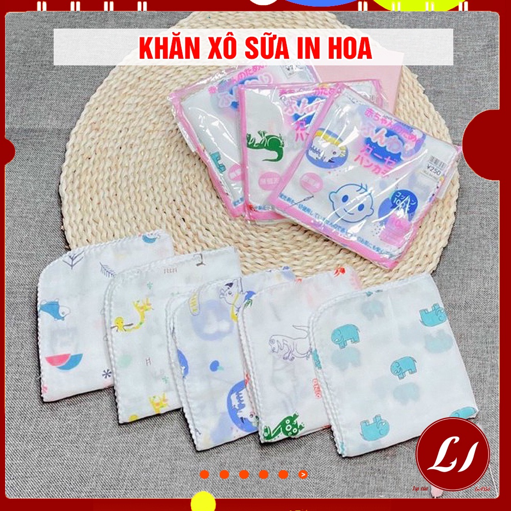 Set 10 Khăn xô sữa IN HOA xuất nhật 2 lớp cho bé