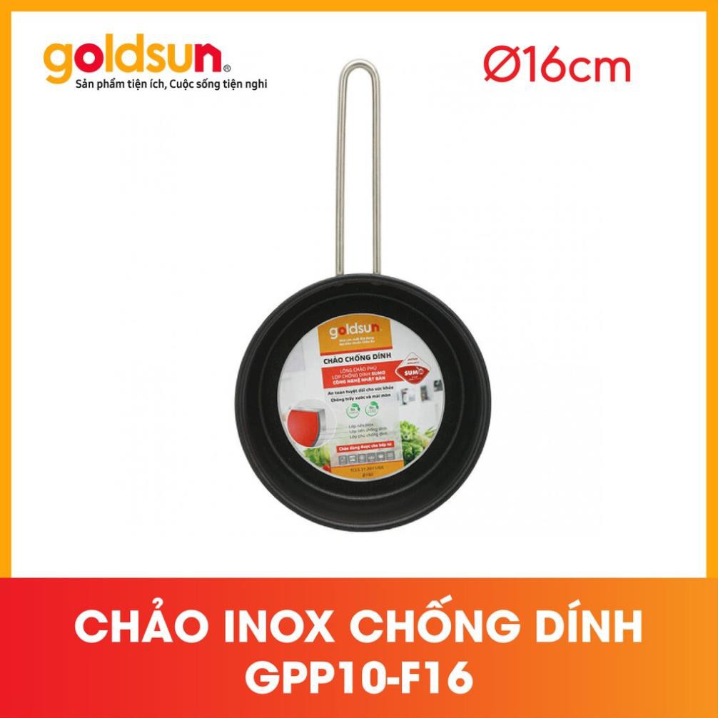 Chảo Inox Chống Dính GOLDSUN - Chống Dính Okitsumo Nhật Bản- Đáy 3 Lớp Tiết Kiệm Thời Gian Nấu- GPP10-F16