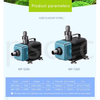 MÁY BƠM HỒ CÁ , MÁY BƠM CHÌM SOBO WP -7200 ( 135w )