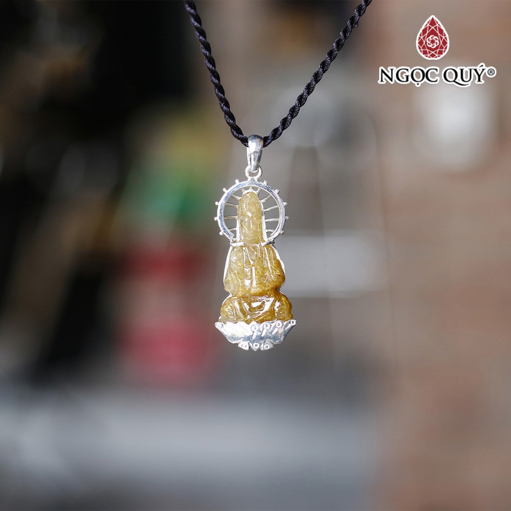 Mặt dây chuyền phật bà TA tóc vàng bọc bạc - Ngọc Quý