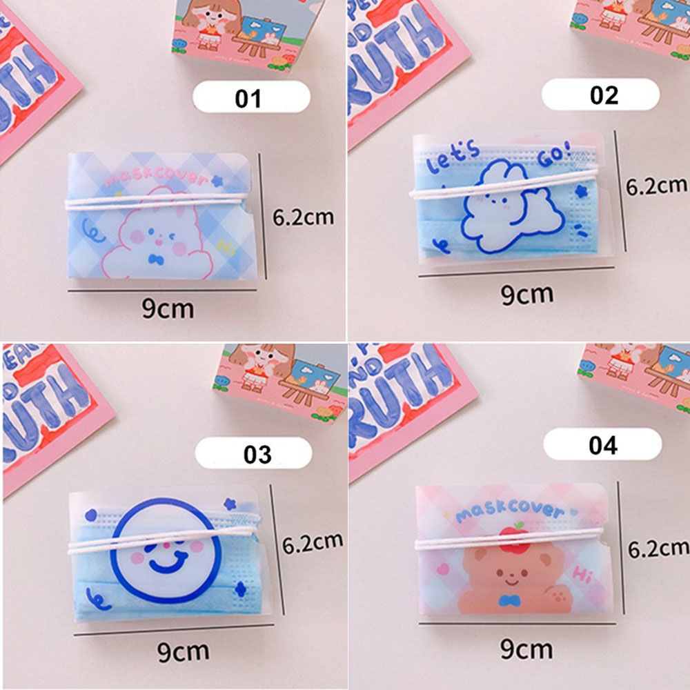 Set 1 / 5 Hộp Đựng Khẩu Trang Chống Bụi Có Thể Gấp Gọn Bảo Vệ Mặt Họa Tiết Hoạt Hình