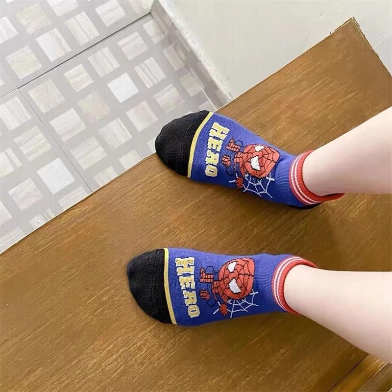 Set 5 Đôi Vớ Cotton In Hình Người Nhện Marvel Thoáng Khí Thoải Mái Mùa Hè Cho Bé Trai 1-12 Tuổi