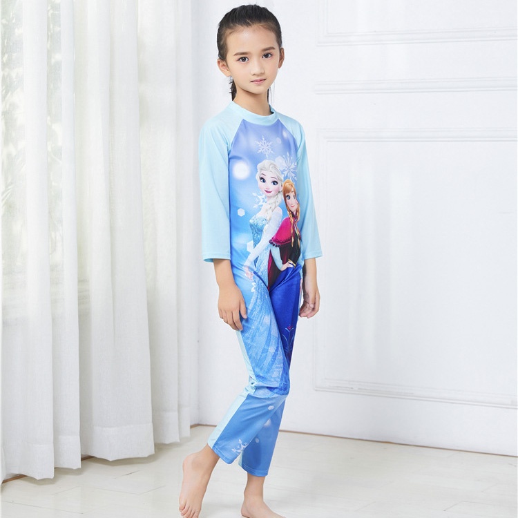 Đồ bơi bé gái liền thân Tay dài Quần Dài họa tiết hoạt hình đáng yêu