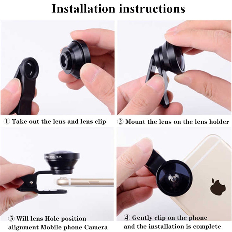 Điện thoại di động Ống kính ngoài 067X Ống kính mắt cá góc rộng Ống kính macro Tất cả trong một cho hầu hết các điện thoại di động