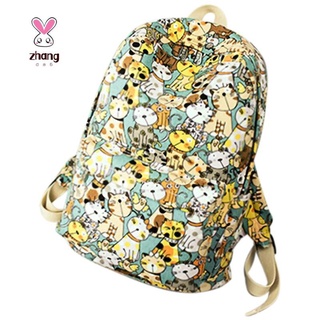 Balo Vải Canvas In Hình Mèo Dễ Thương Cho Nữ