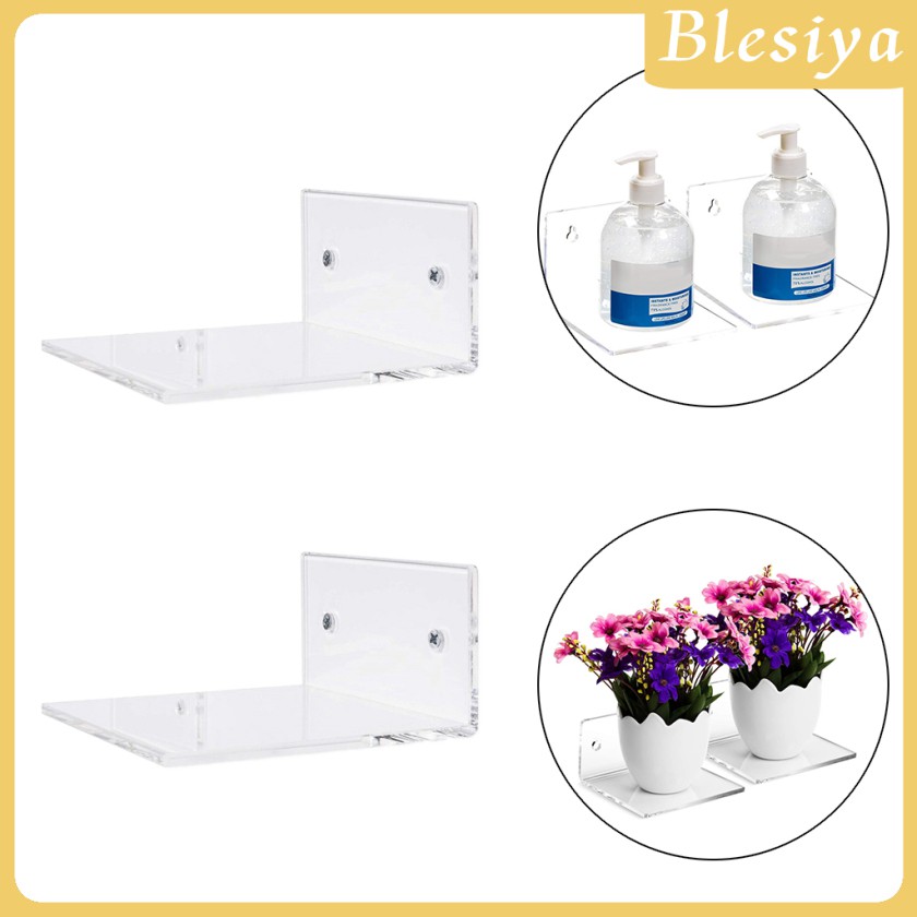 Set 2 Kệ Gắn Tường Bằng Acrylic Trong Suốt 10cm Dùng Để Đựng Đồ Dùng Nhà Tắm