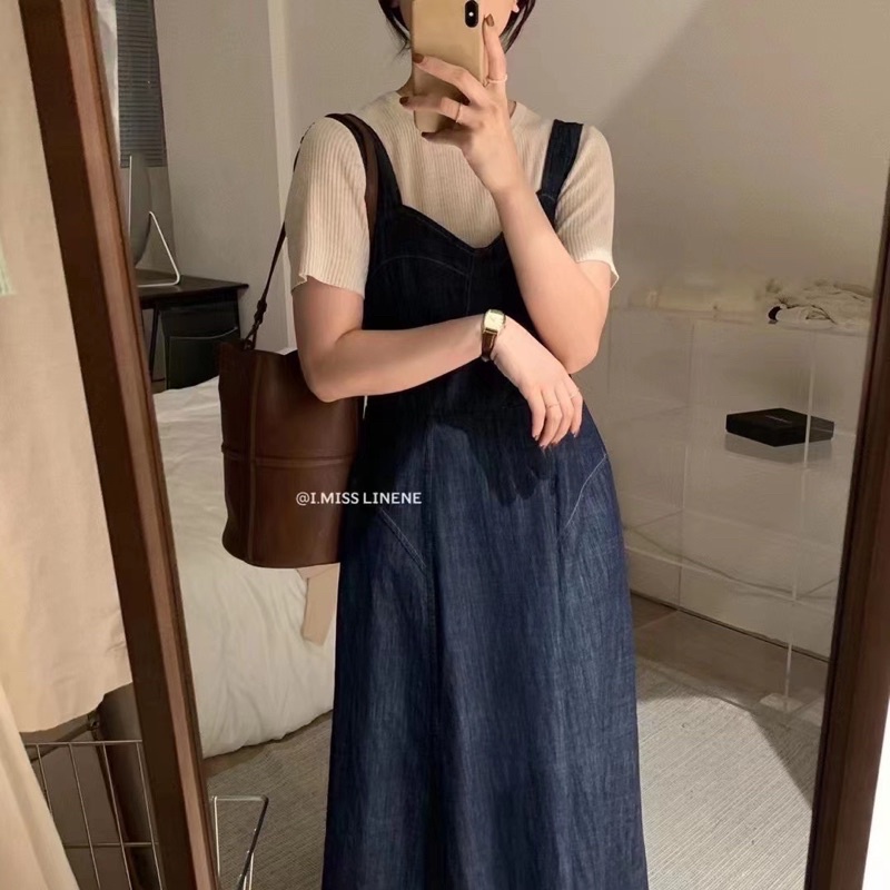 Yếm Váy Jean Dáng Xoè Phong Cách Hàn Quốc Theday