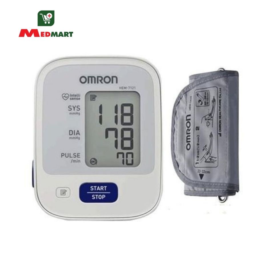 Máy Đo Huyết Áp Bắp Tay Điện Tử OMRON HEM 7121, Bảo Hành 05 Năm, Bộ Nhớ 30 Kết Qủa Đo, Báo Rối Loạn Nhịp Tim - Medmart