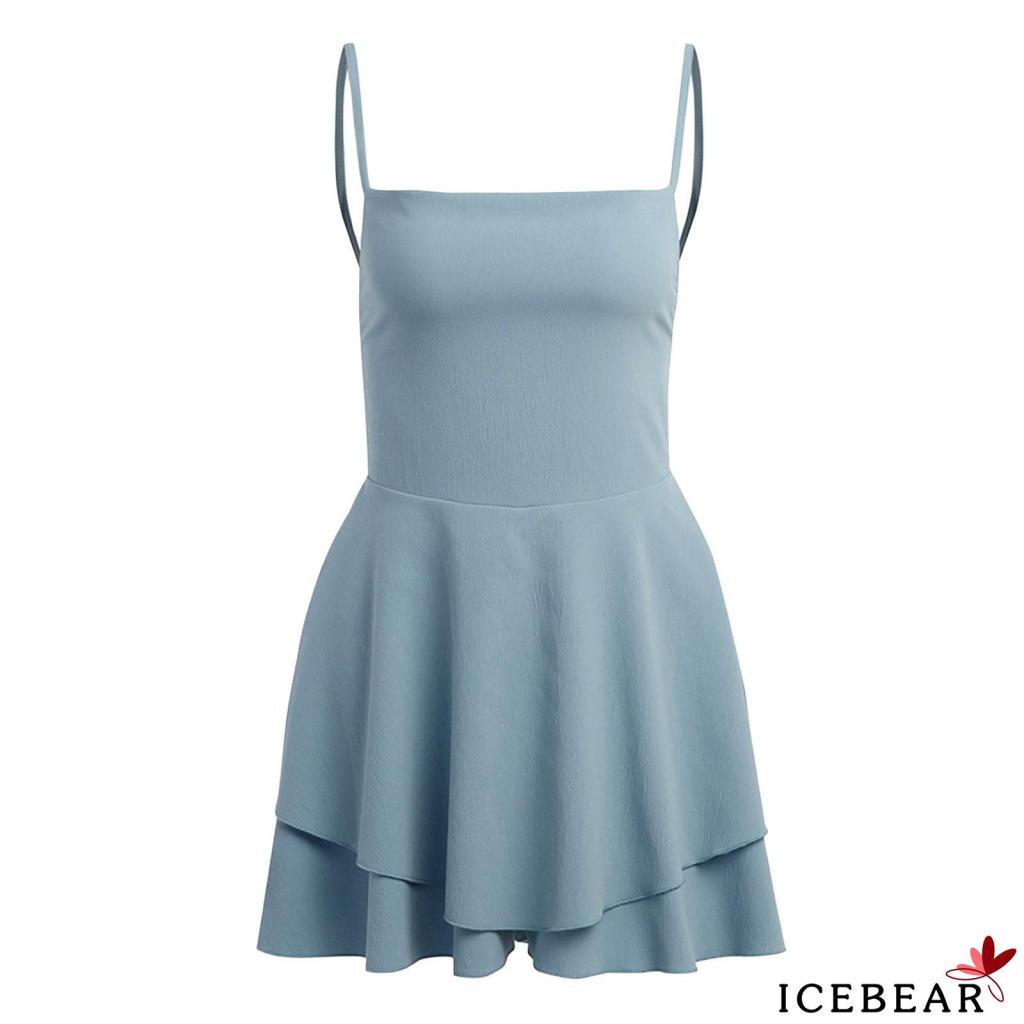 Bộ Áo Liền Quần Hai Dây Màu Trơn Hở Lưng Dành Cho Nữ