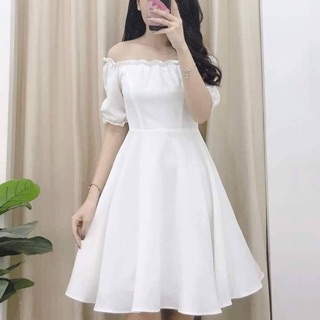 Váy trắng trễ vai dáng xoè đi chơi / đi biển [ GIÁ SỈ]