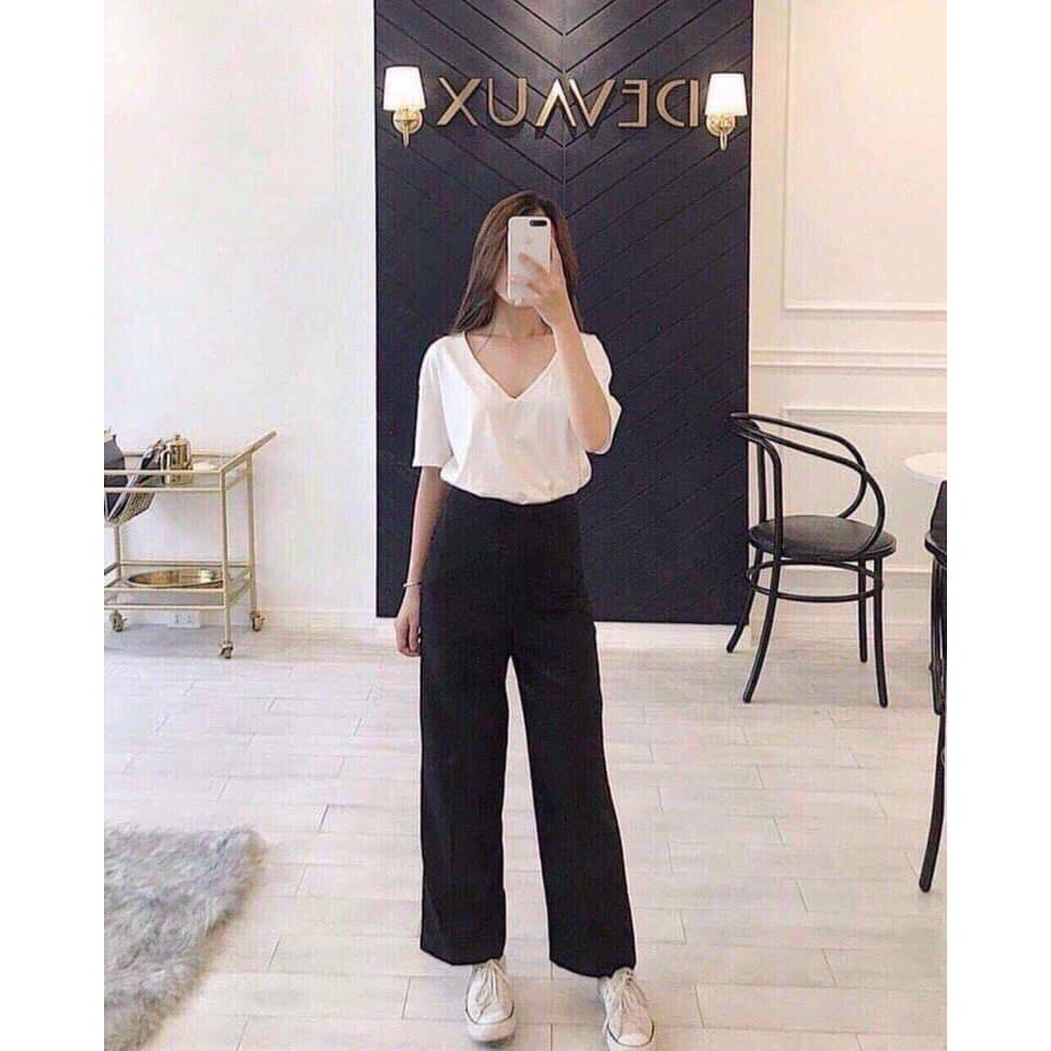 Quần suôn trơn dây kéo