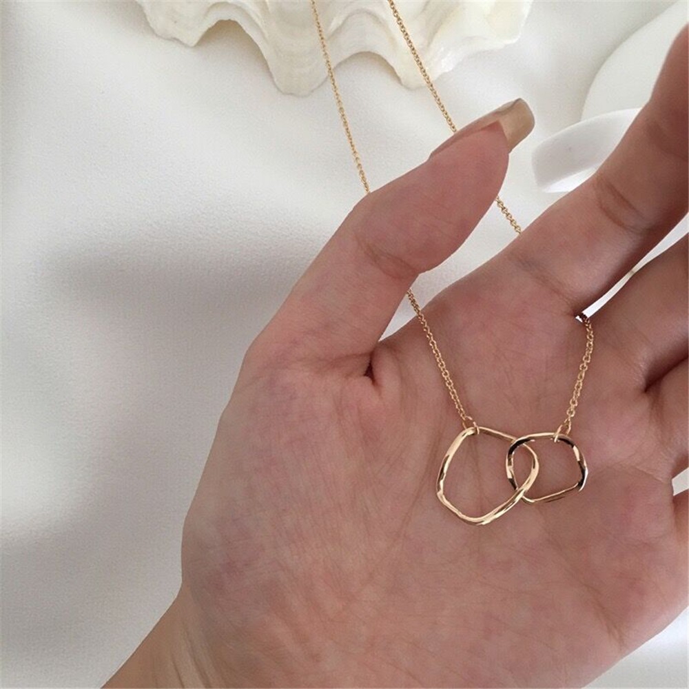 Dây Chuyền Mặt Hai Vòng Tròn Phong Cách Hàn Quốc Dành Cho Bạn Nữ