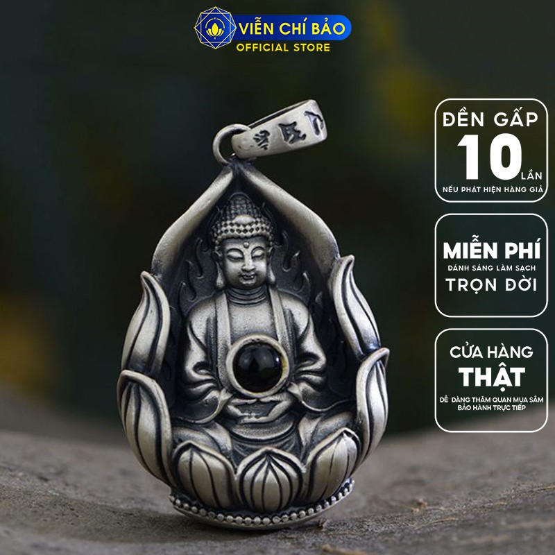 Mặt dây chuyền bạc nam Phật tổ bồ đề tâm chất liêu bạc Thái 925 thương hiệu Viễn Chí Bảo M100324