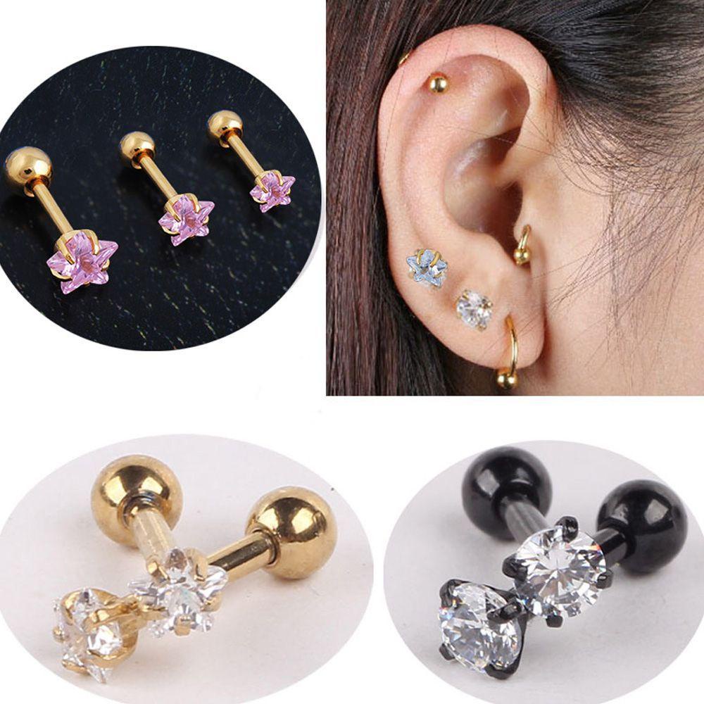 SOMEDAYZL 1 Đôi Khuyên Tai Quả Tạ Bằng Thép Không Gỉ Thời Trang