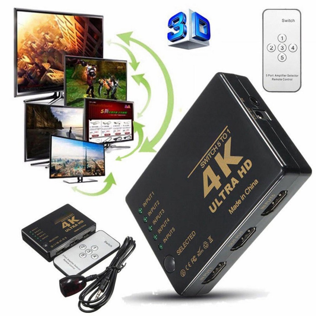 [New promo]5-Port HDMI-compatible Splitter Cable Multiswitch 4K Switcher Splitter Hub Box