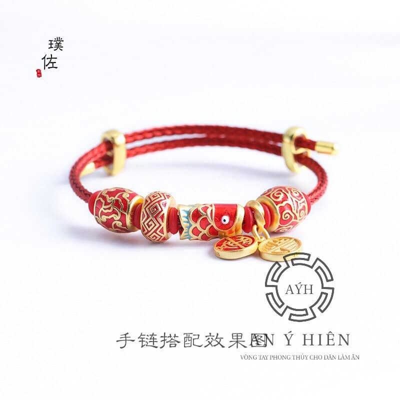 SET 5 Charm Phong thủy HongKong kèm vòng dây cước đỏ ( An Ý Hiên)