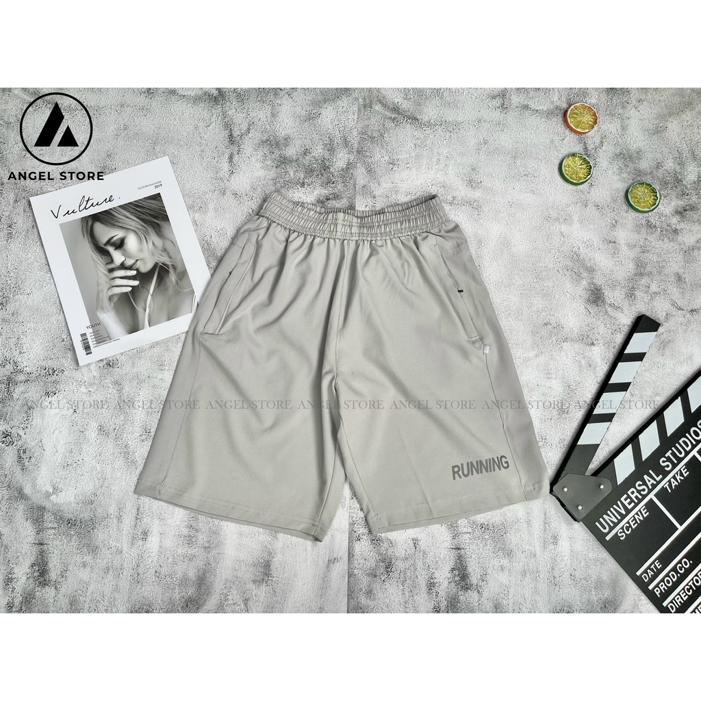 Quần đùi nam RUNNING, quần short thể thao ANGEL STORE vải gió mền mịn mặc nhà đi chơi đều đẹp