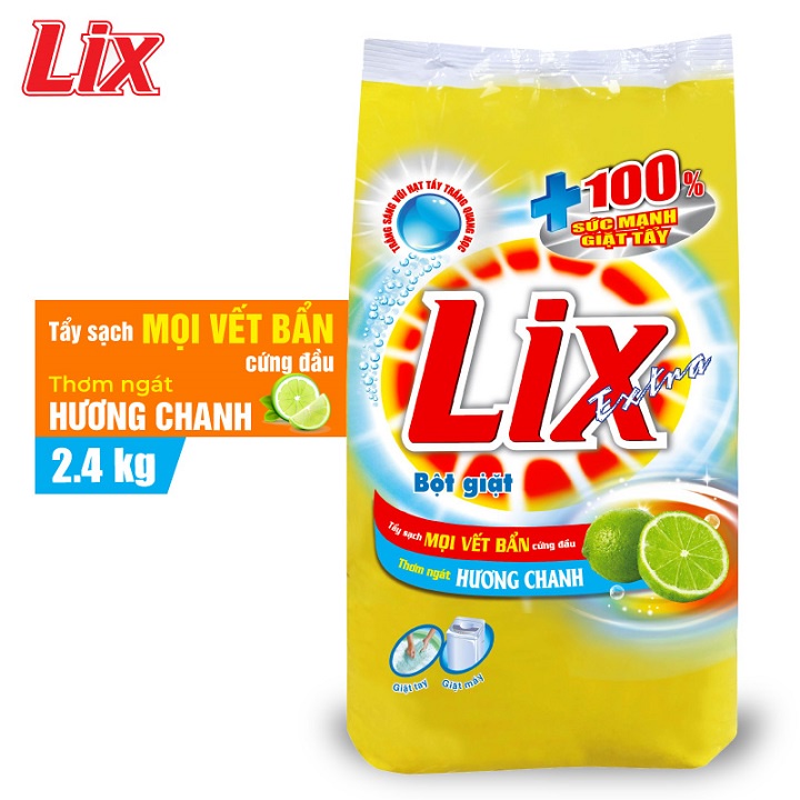 Bột giặt Lix Extra hương chanh 2.4Kg (EC025)