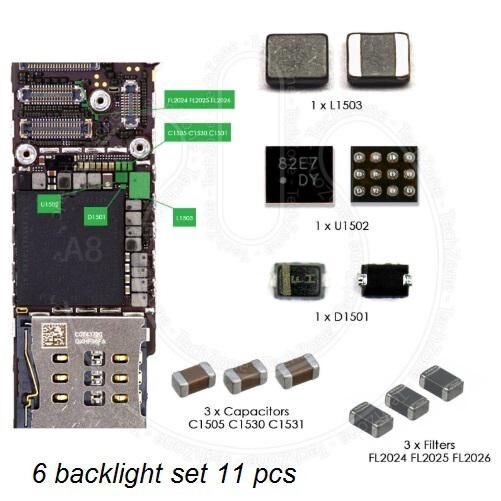 Set 9 Linh Kiện Điện Tử 6G 6Plus U1502 Light IC DY + L1503 + D1501 Diode + FL2024 FL2025 FL2026 + Bộ Lọc Cầu Chì C1530 C1531 C1505