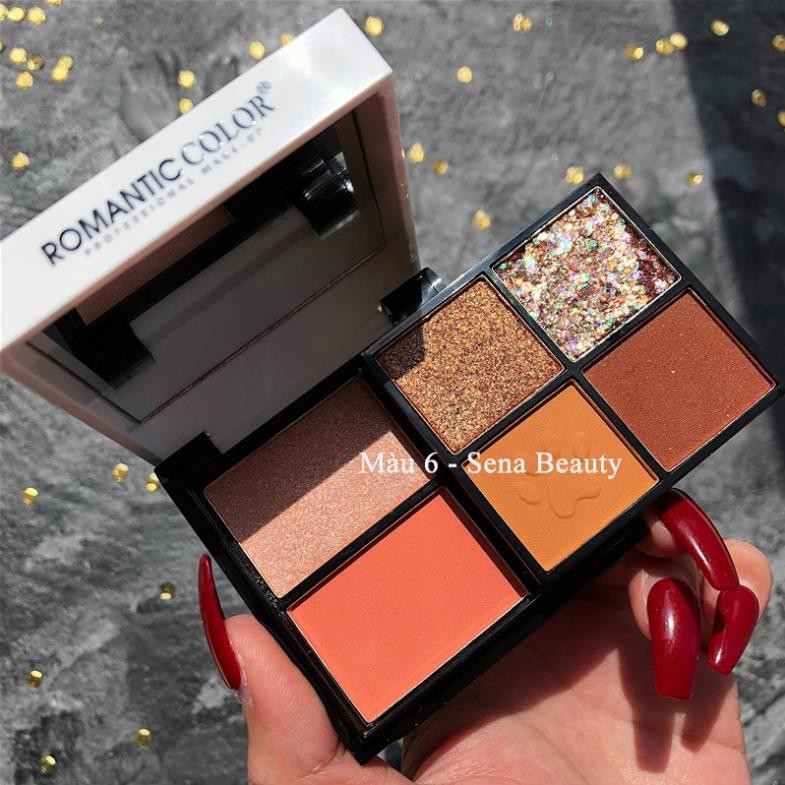 Bộ Trang Điểm 2 Tầng 4 Ô Phấn Mắt + 2 Ô Phấn Má + Phấn Bắt Sáng Của Romantic Color | BigBuy360 - bigbuy360.vn