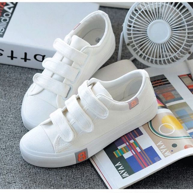 Giày Thể Thao Canvas Khóa Dán Phong Cách Hàn Quốc Dễ Phối Đồ Thời Trang Xuân Thu Cho Nữ