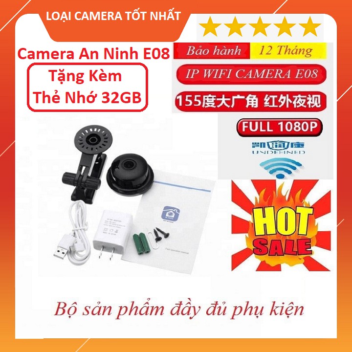 Camera Chống Chộm, Camera Giám Sát E08 Mini Full HD 1080P