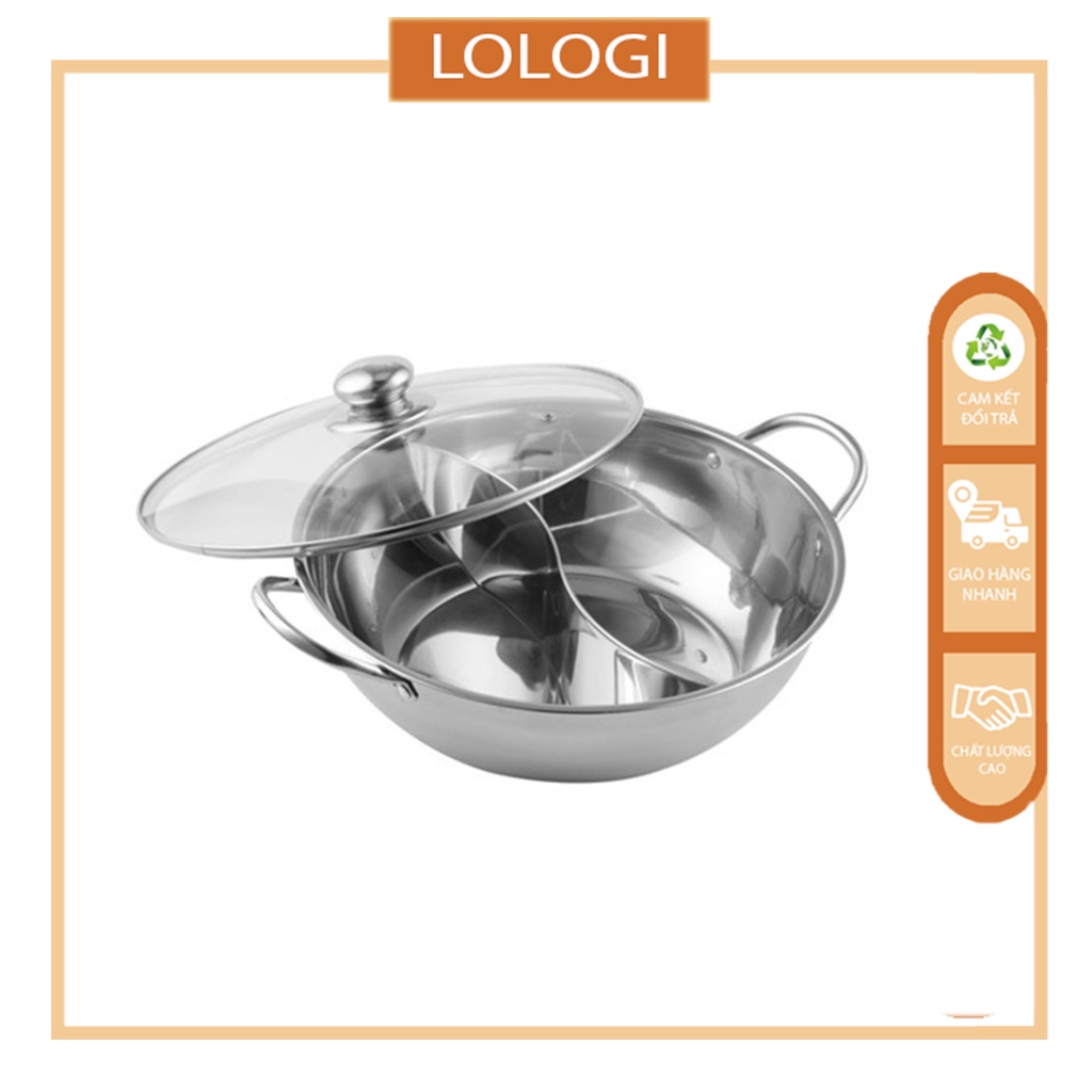 Nồi Lẩu 2 Ngăn Dùng Cho Nhiều Loại Bếp Chất Liệu INOX Dày Dặn Đun Sôi Cực Nhanh