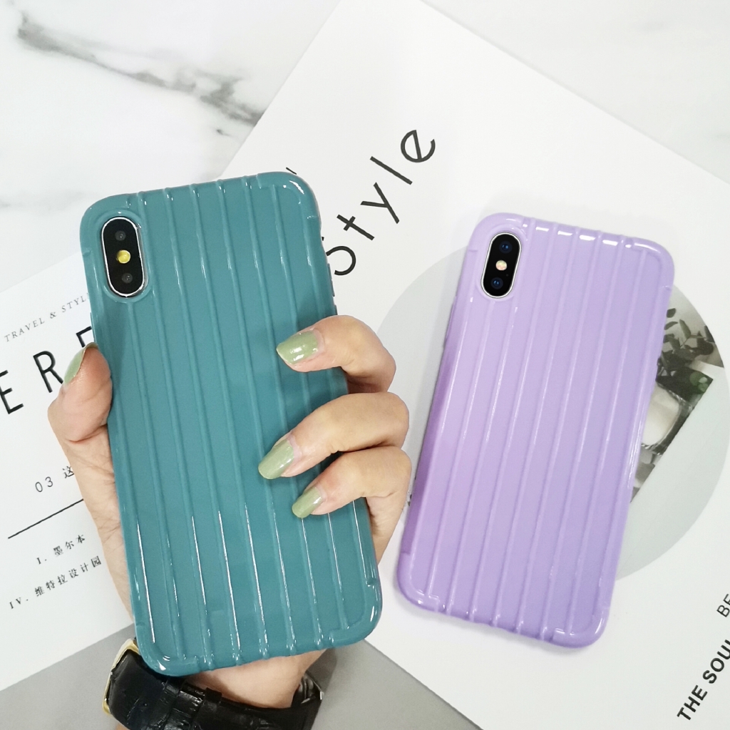 Ốp điện thoại TPU vân kẻ sọc nổi màu trơn thời trang cho iPhone 11 Pro Max 6/6s 6plus/6splus 7/8 7plus/8plus X XS XR Xs